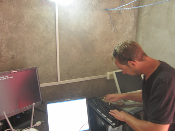 Andy Fries studying the configuration